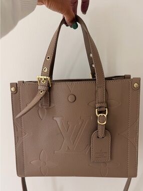 Louis Vuitton Taupe Brown Embossed Monogram Small Tote